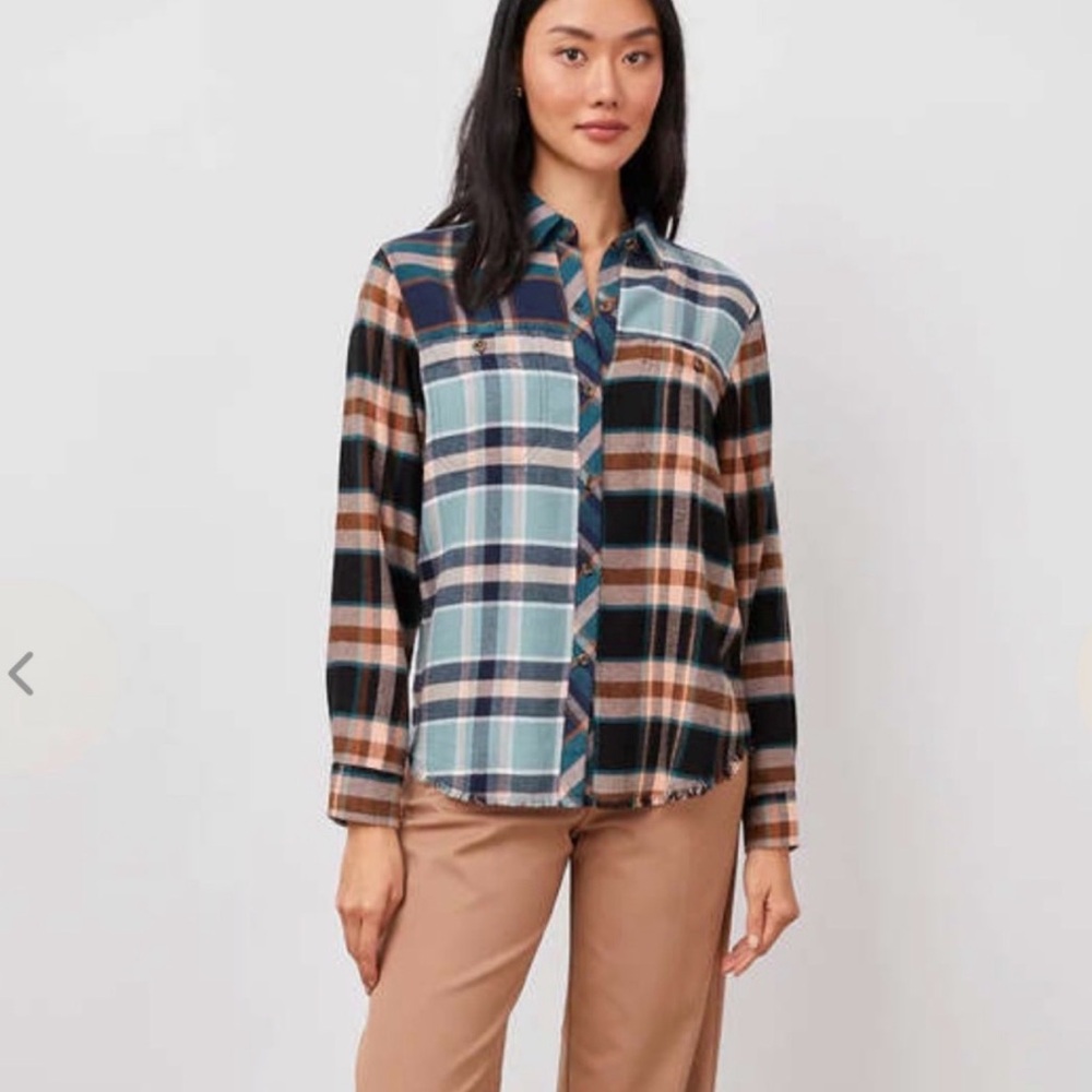 Rails Heathrow Mixed Plaid Brando Button Down Shirt Size XS